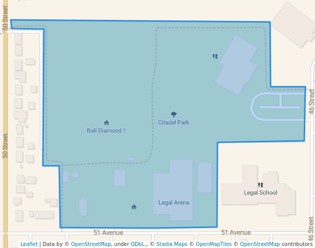 walking in Citadel Park map in Legal