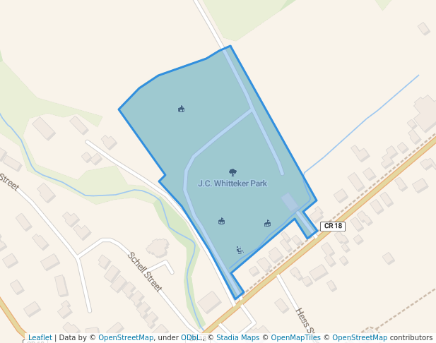 walking in J.C. Whitteker Park map in Williamsburg