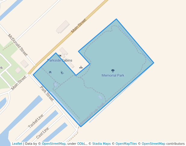 walking in Memorial Park map in Dover Centre