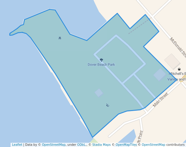 walking in Dover Beach Park map in Dover Centre