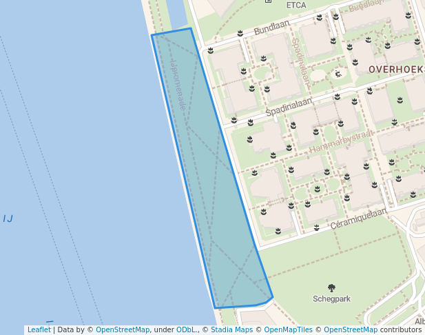 walking in Oeverpark map in Amsterdam