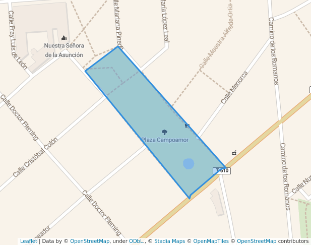 walking in Plaza Campoamor map in Alcantarilla