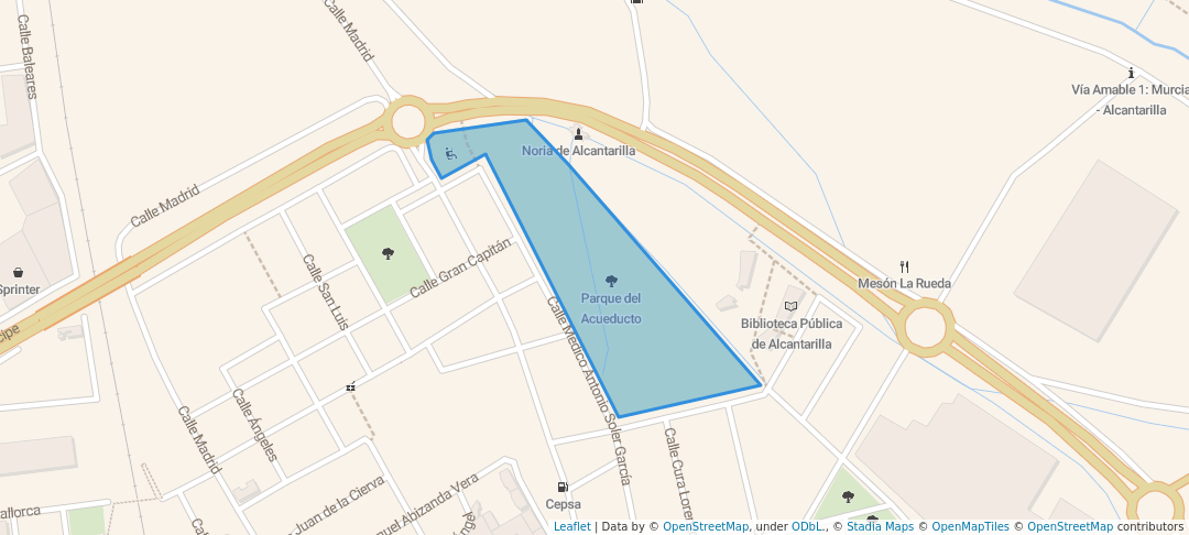 walking in Parque del Acueducto map in Alcantarilla