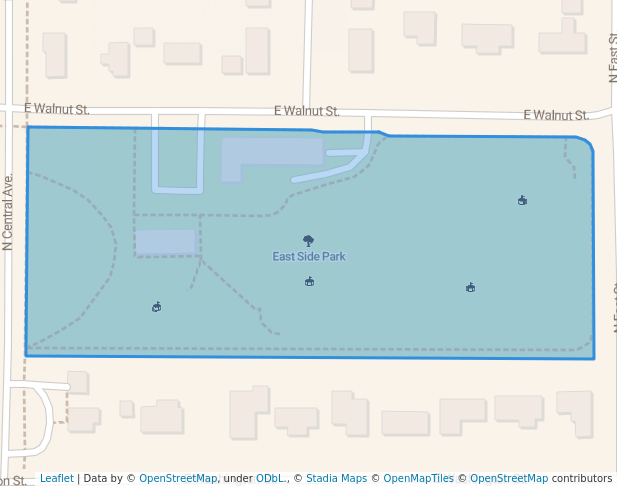 walking in East Side Park map in Tolono