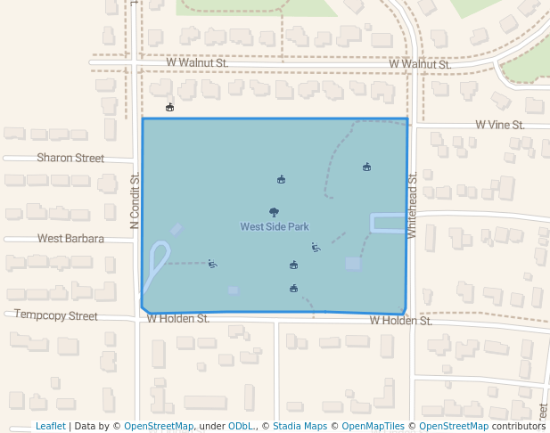 walking in West Side Park map in Tolono