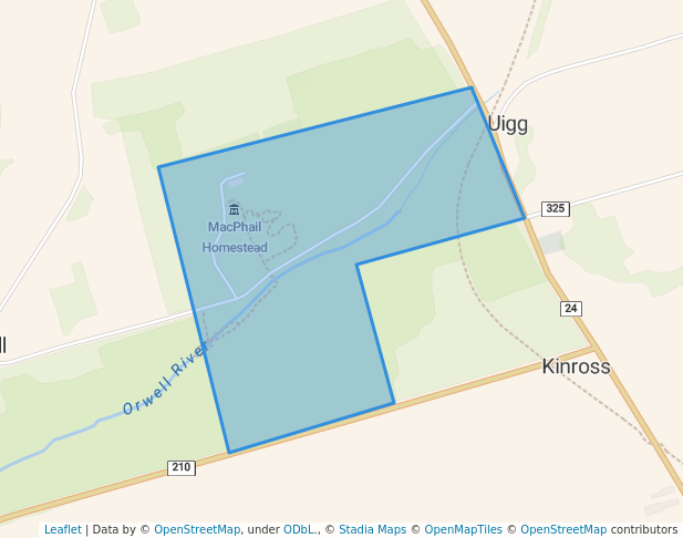 walking in National Historic Site map in Vernon Bridge