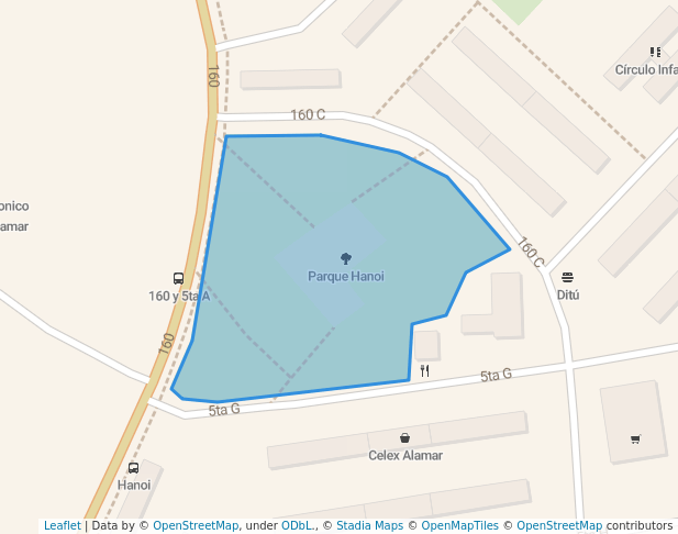 walking in Parque Hanoi map in La Habana