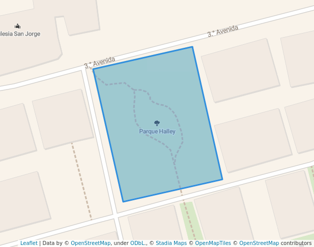 walking in Parque Halley map in Caracas