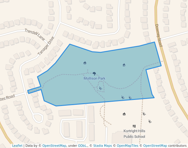 walking in Mollison Park map in Guelph
