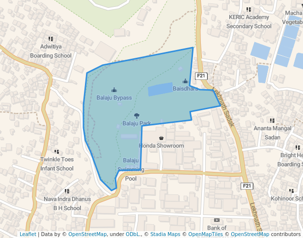 walking in Balaju Park map in Kathmandu