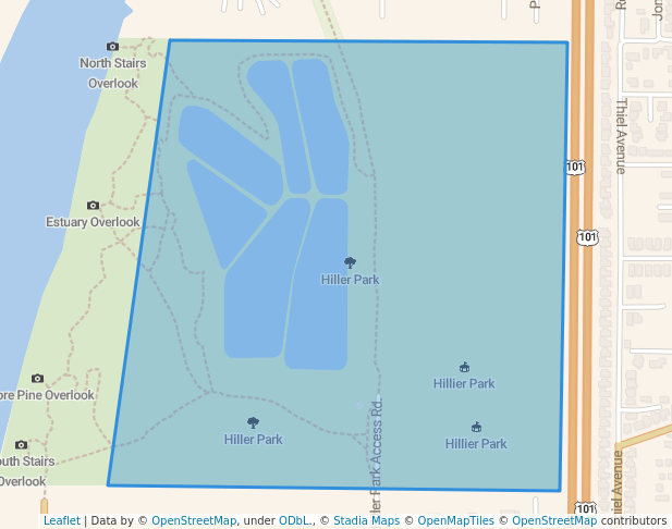 walking in Hiller Park map in McKinleyville