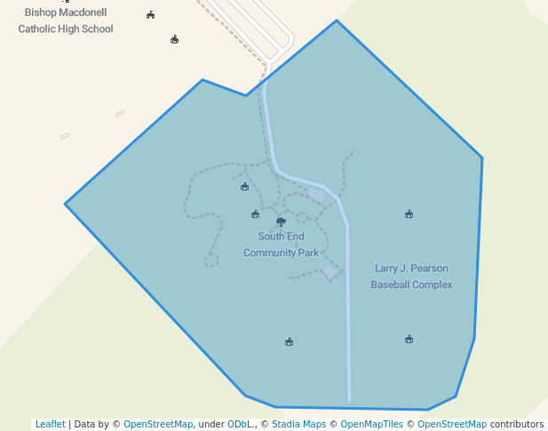 walking in South End Community Park map in Guelph
