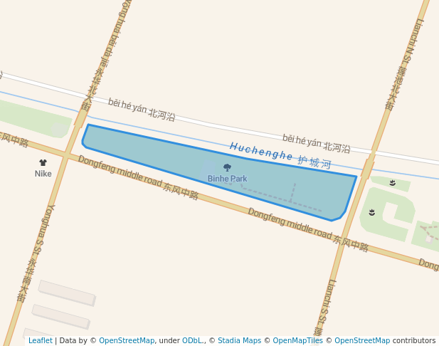 walking in Binhe Park map in Bao Ding Shi