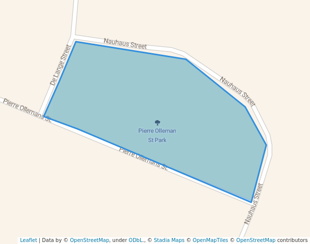 walking in Pierre Olleman St Park map in Bloemfontein