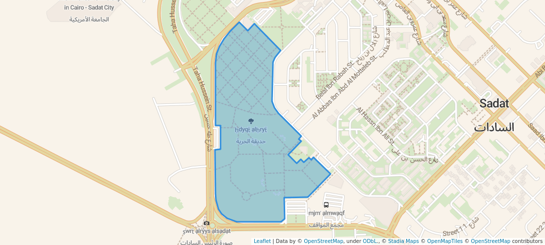 walking in حديقة الحرية map in El Sadat City