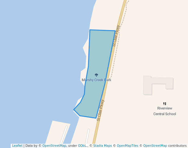 walking in Marshy Creek Park map in Port Lambton