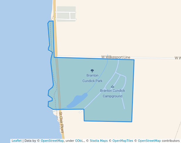 walking in Branton Cundick Park & Campground map in Sombra