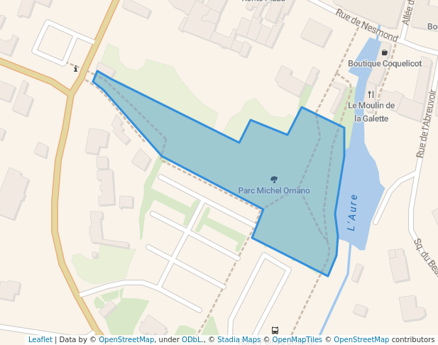 walking in Parc Michel Ornano map in Bayeux