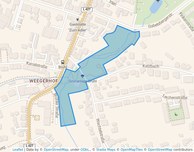 walking in Grünanlage Brühl map in Solingen