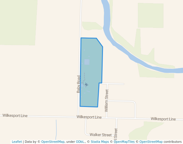 walking in Wilkesport Community Centre Park map in Sombra