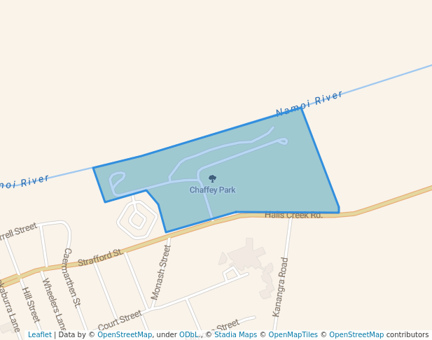 walking in Chaffey Park map in Manilla