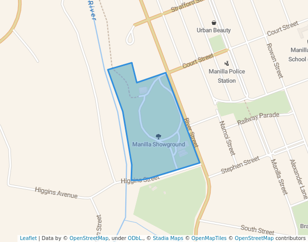 walking in Manilla Showground map in Manilla