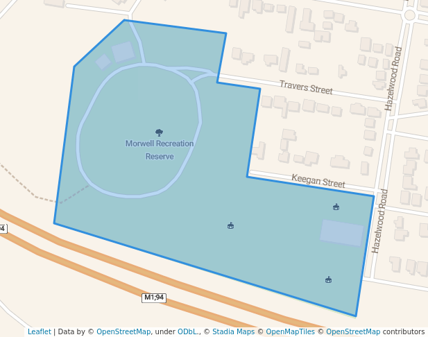 walking in Morwell Recreation Reserve map in Morwell