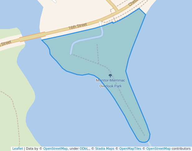 walking in Monitor-Merrimac Overlook Park map in Newport News