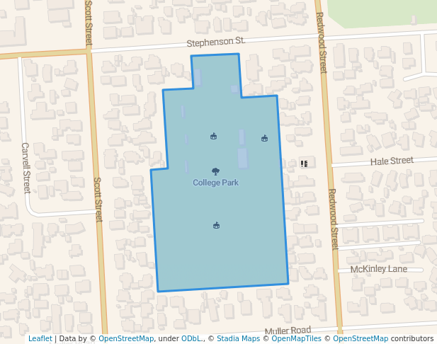 walking in College Park map in Blenheim