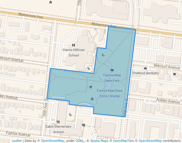 walking in Fannie Mae Dees Park map in Nashville