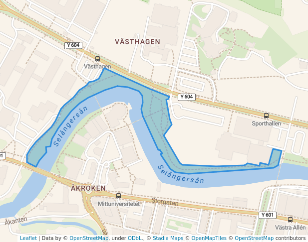 walking in Åparken map in Sundsvall