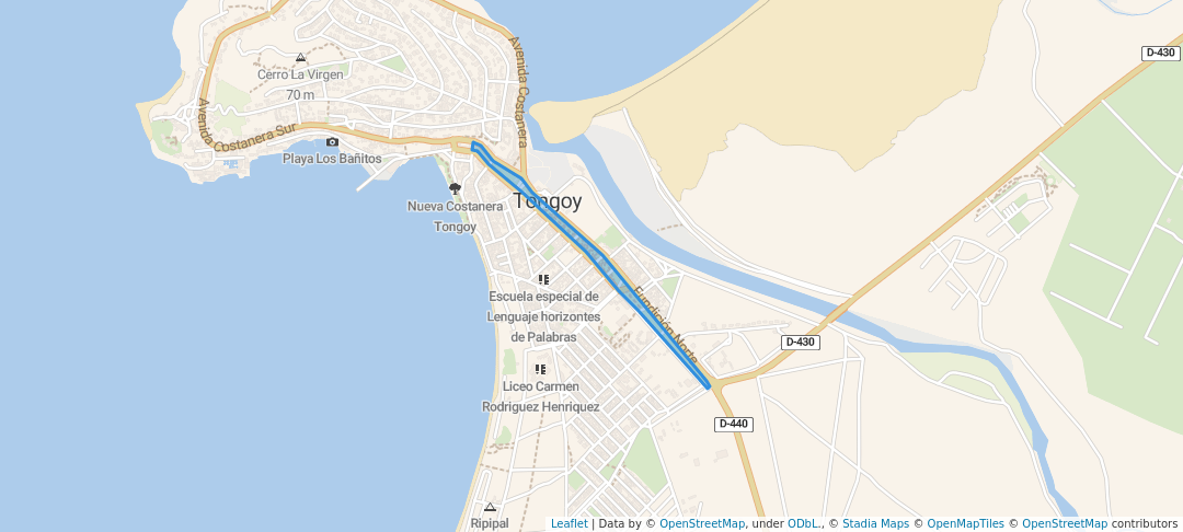 walking in Parque Fundición Norte Tongoy map in Coquimbo