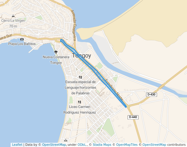 walking in Parque Fundición Norte Tongoy map in Coquimbo