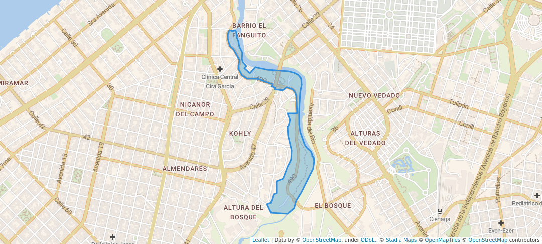 walking in Parque Metropolitano map in La Habana