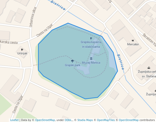 Grajski park in Ribnica | Map and Routes