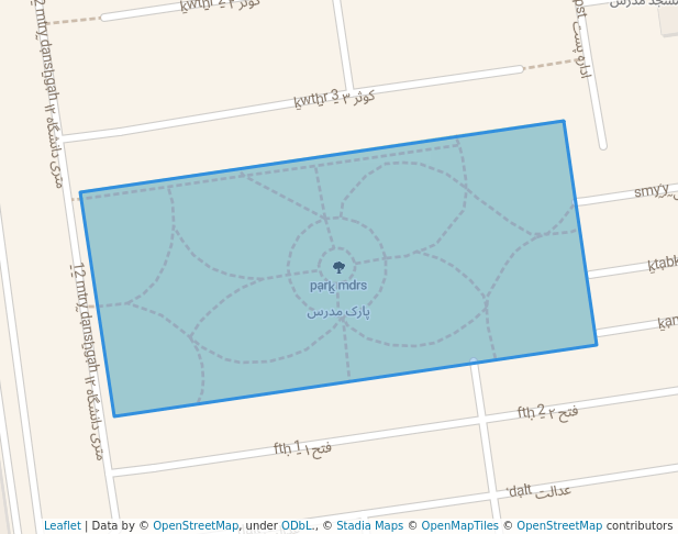 walking in پارک مدرس map in Hamedan