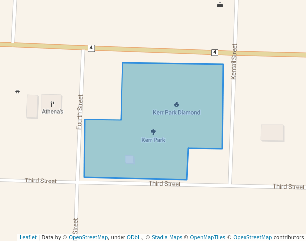 walking in Kerr Park map in Petrolia