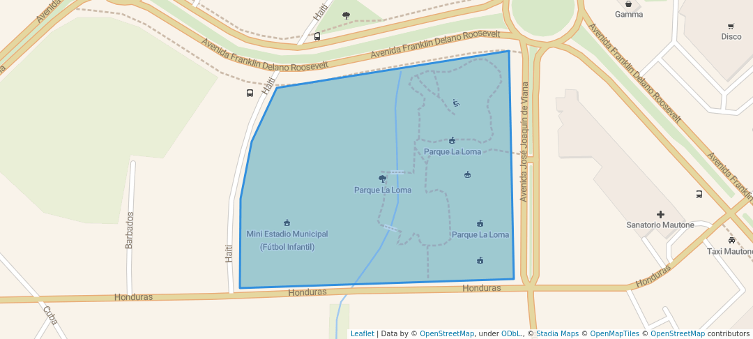 walking in Parque La Loma map in Maldonado