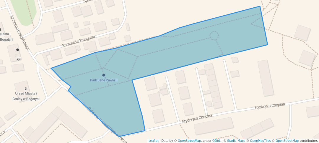 walking in Park Jana Pawła II map in Bogatynia