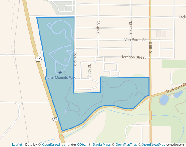 walking in Indian Mounds Park map in Quincy