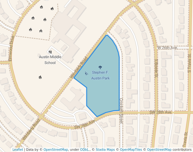 walking in Stephen F. Austin Park map in Amarillo