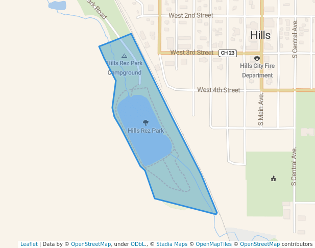 walking in Hills Rez Park map in Hills