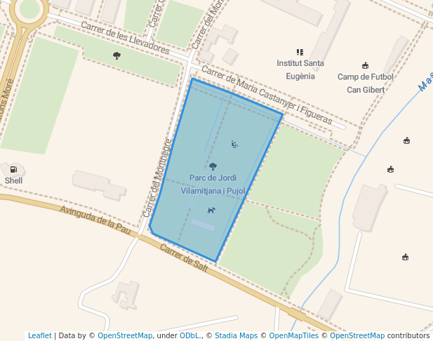 walking in Parc de Jordi Vilamitjana i Pujol map in Girona