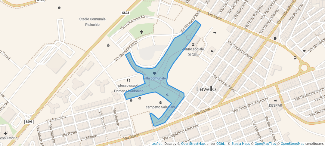 walking in villa comunale map in Lavello