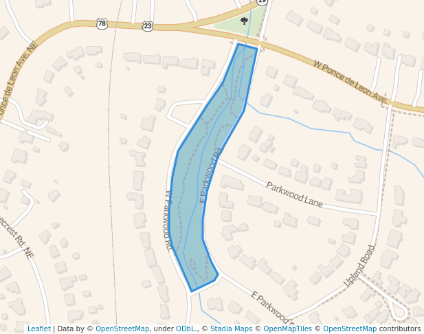 walking in Parkwood Park map in Decatur