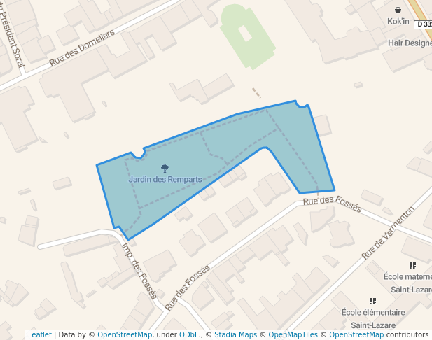 walking in Jardin des Remparts map in Compiègne