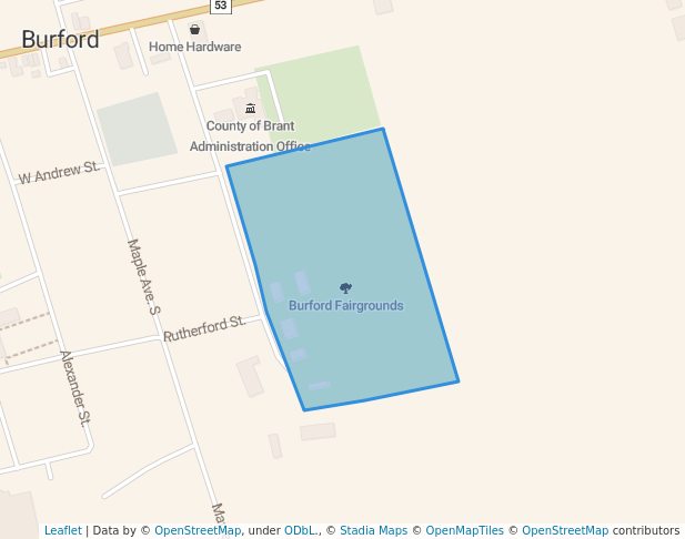 walking in Burford Fairgrounds map in Brant