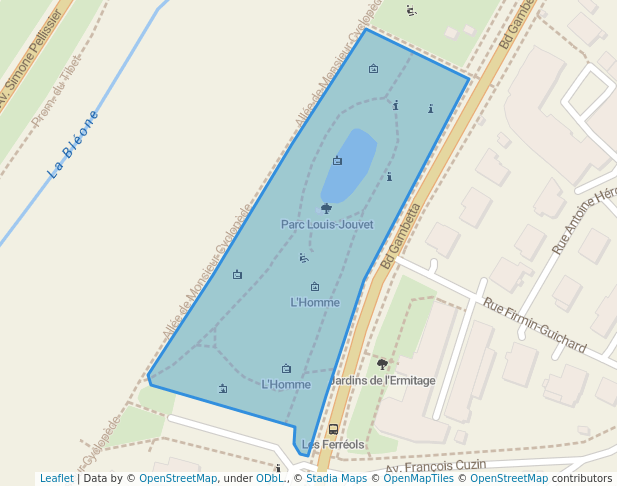walking in Parc Louis-Jouvet map in Digne-les-Bains