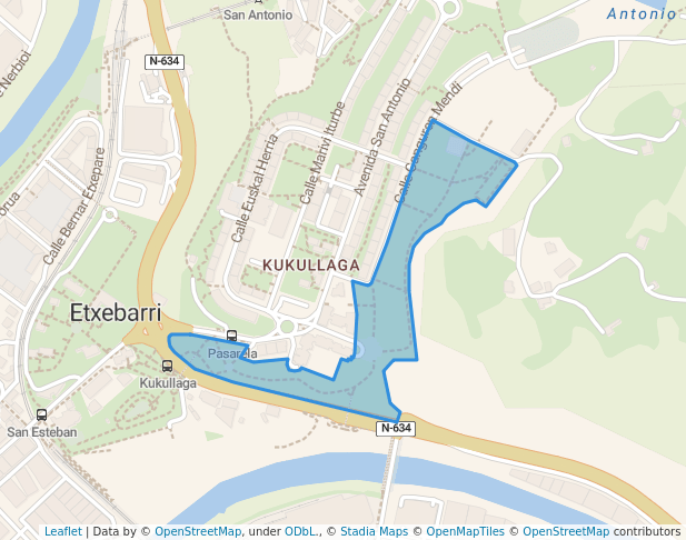 walking in Parque Kukullaga map in Etxebarri