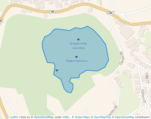 walking in Parque morrorico map in Bucaramanga